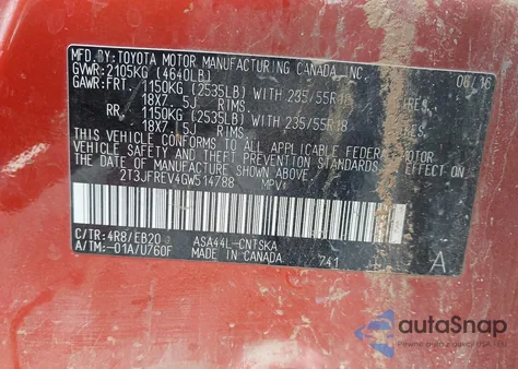 2016 Toyota Rav4 Se z USA, uszkodzony, nr VIN 2T3JFREV4GW514788